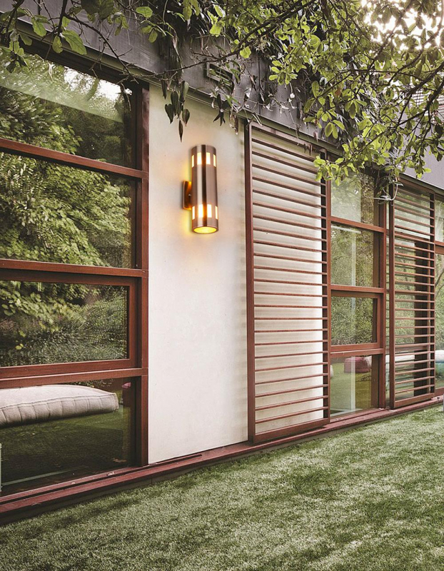 Cerdeco Hamilton Modern Porch Light [ UL-Listed ] Stainless Steel Satin Nickel Finished Outdoor Wall Lamp Weather-Proof Cylinder Wall Sconce Suitable for Garden and Patio   PLN03