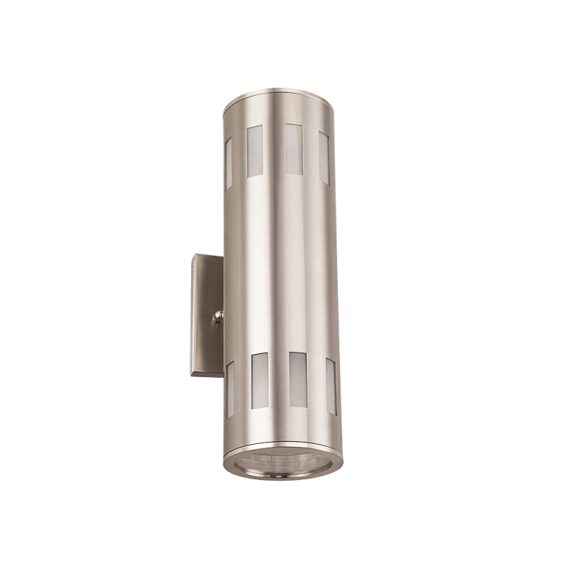 Cerdeco Hamilton Modern Porch Light [ UL-Listed ] Stainless Steel Satin Nickel Finished Outdoor Wall Lamp Weather-Proof Cylinder Wall Sconce Suitable for Garden and Patio   PLN03