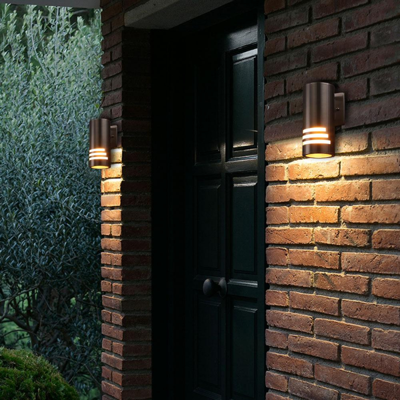 Cerdeco WS-8112 Modern Porch Light [ UL-Listed ] Satin Nickel Finished Outdoor Wall Lamp Weather-Proof Cylinder Wall Sconce Suitable for Garden and Patio     PSN01