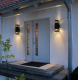 Cerdeco 67351TZ Brandon Aluminum Modern Outdoor Wall Lamp,15" Exterior Up Down Light Fixture Sand Textured Black with 3-Sided Frosted Glasses [UL Listed]