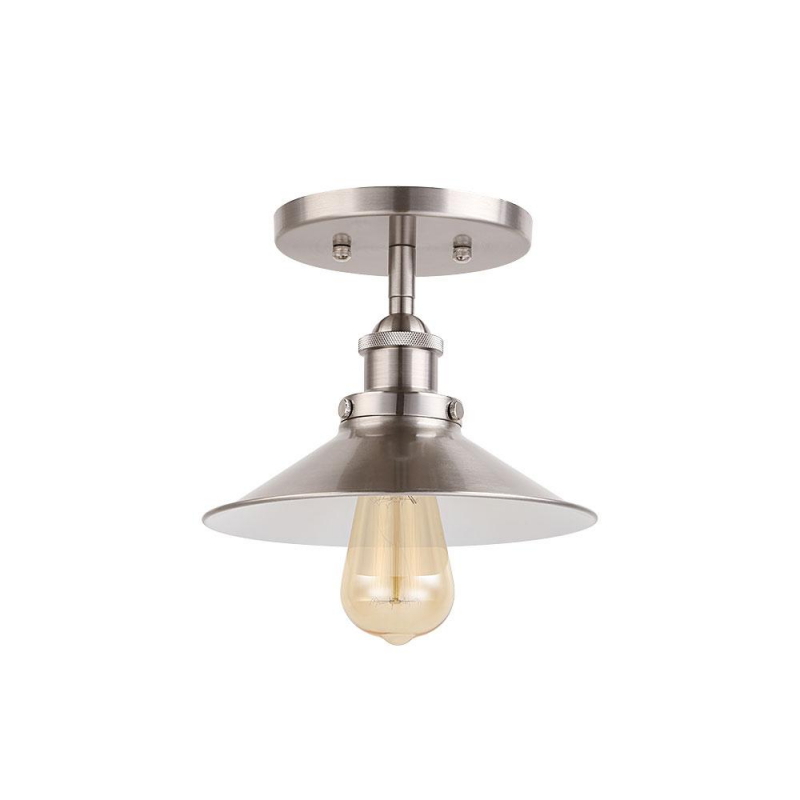Cerdeco Industrial Ceiling Light 1-Light Flush Mount Light Vintage Pendant Light Nickel Finished   PSL03