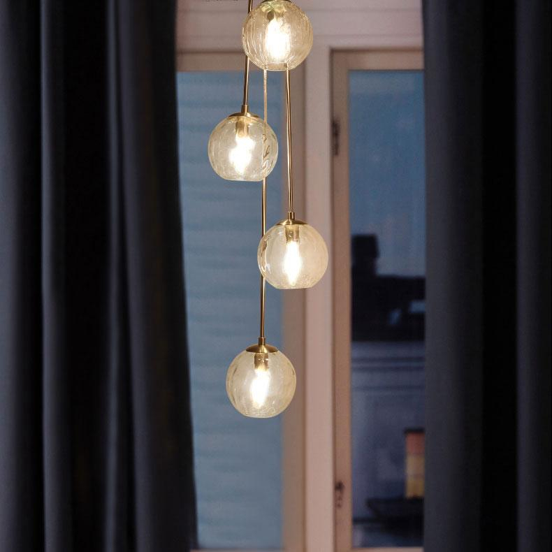 Cerdeco 4 Lights Glass Ceiling Light Hammer Glass Shades Modern Pendant Light   PBL04