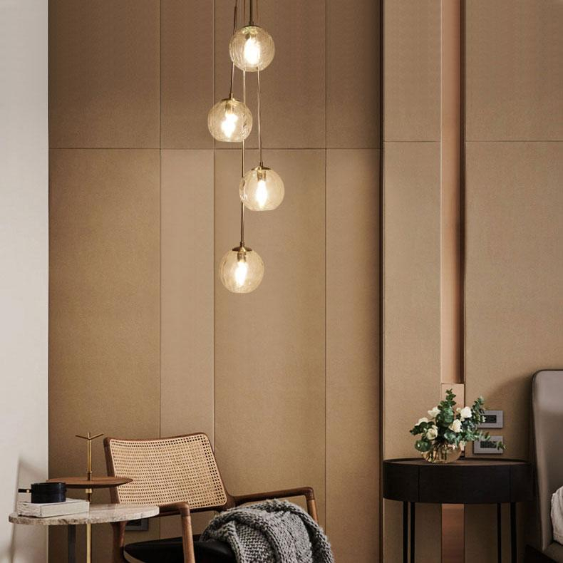 Cerdeco 4 Lights Glass Ceiling Light Hammer Glass Shades Modern Pendant Light   PBL04