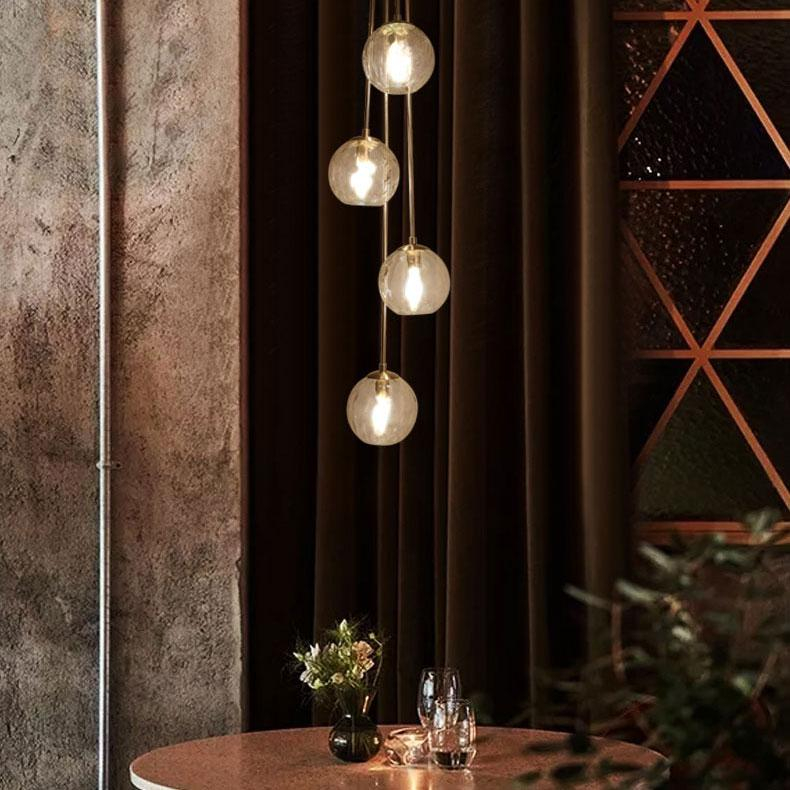 Cerdeco 4 Lights Glass Ceiling Light Hammer Glass Shades Modern Pendant Light   PBL04