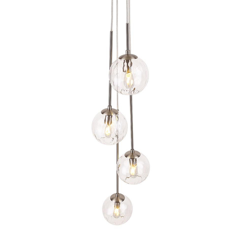 Cerdeco 4 Lights Glass Ceiling Light Hammer Glass Shades Modern Pendant Light   PBL04