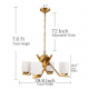 Cerdeco 58543BK 4 Lights Pendant Light Modern Chandelier Brass Plated with Glass Shades [UL Listed]   BRP01