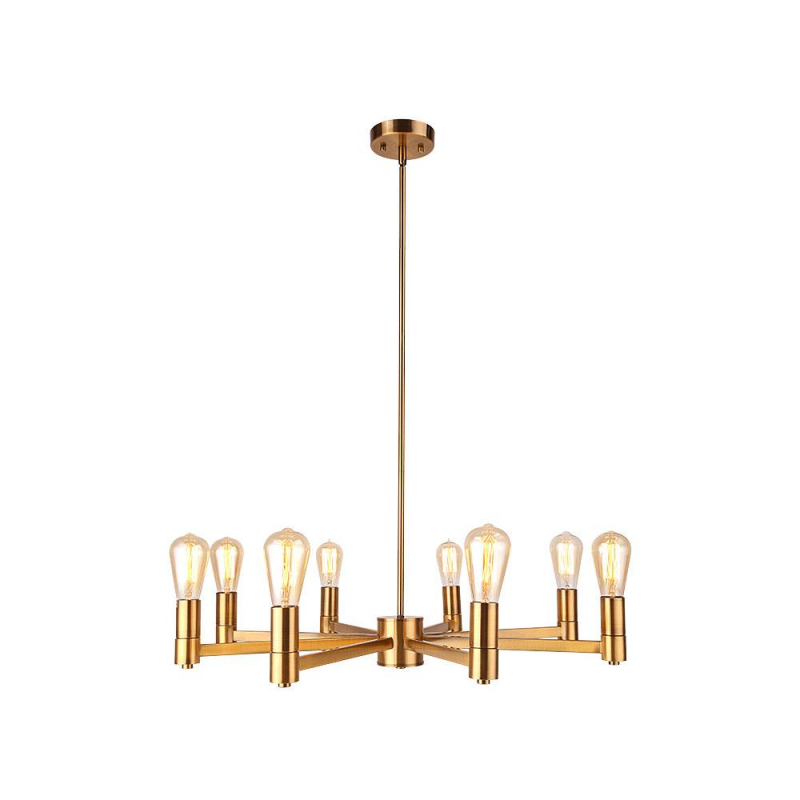 Cerdeco Bradley 8 Lights Pendant Light, Brass Plated, UL Listed Modern Chandelier   PBL08