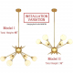 Cerdeco 6-Lights Pendant Light, Burnished Golden Plated, Ivory-white Glass Shade, UL Listed   PBL06