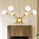 Cerdeco 6-Lights Pendant Light, Burnished Golden Plated, Ivory-white Glass Shade, UL Listed   PBL06