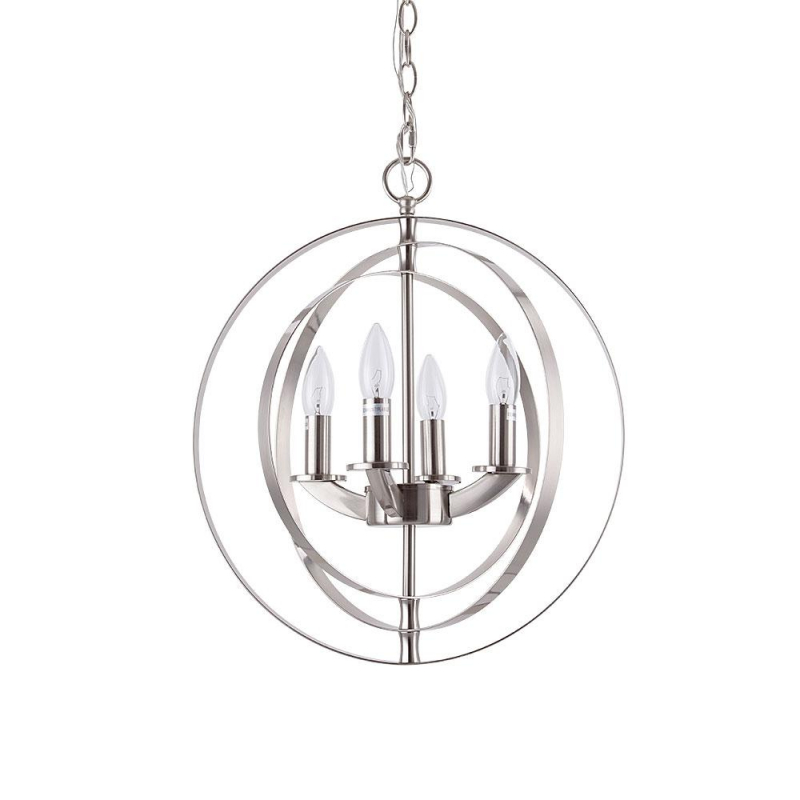 Cerdeco 4-Lights Sphere Chandelier Modern Pendant Light Brushed Nickel [UL Listed]   PCL04