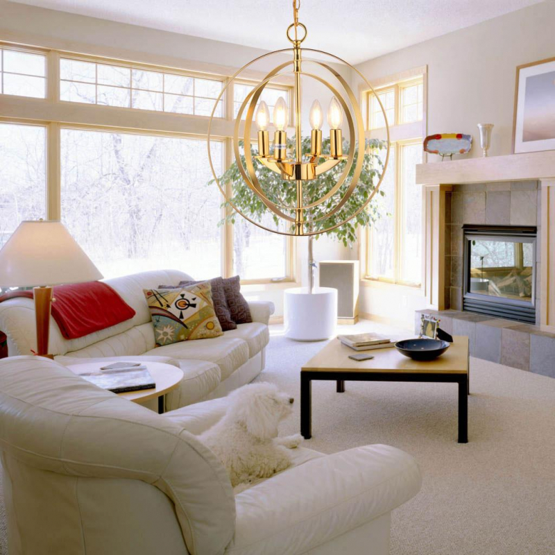 Cerdeco 4-Lights Sphere Chandelier Modern Pendant Light Golden Plated [UL Listed]   PCL04G